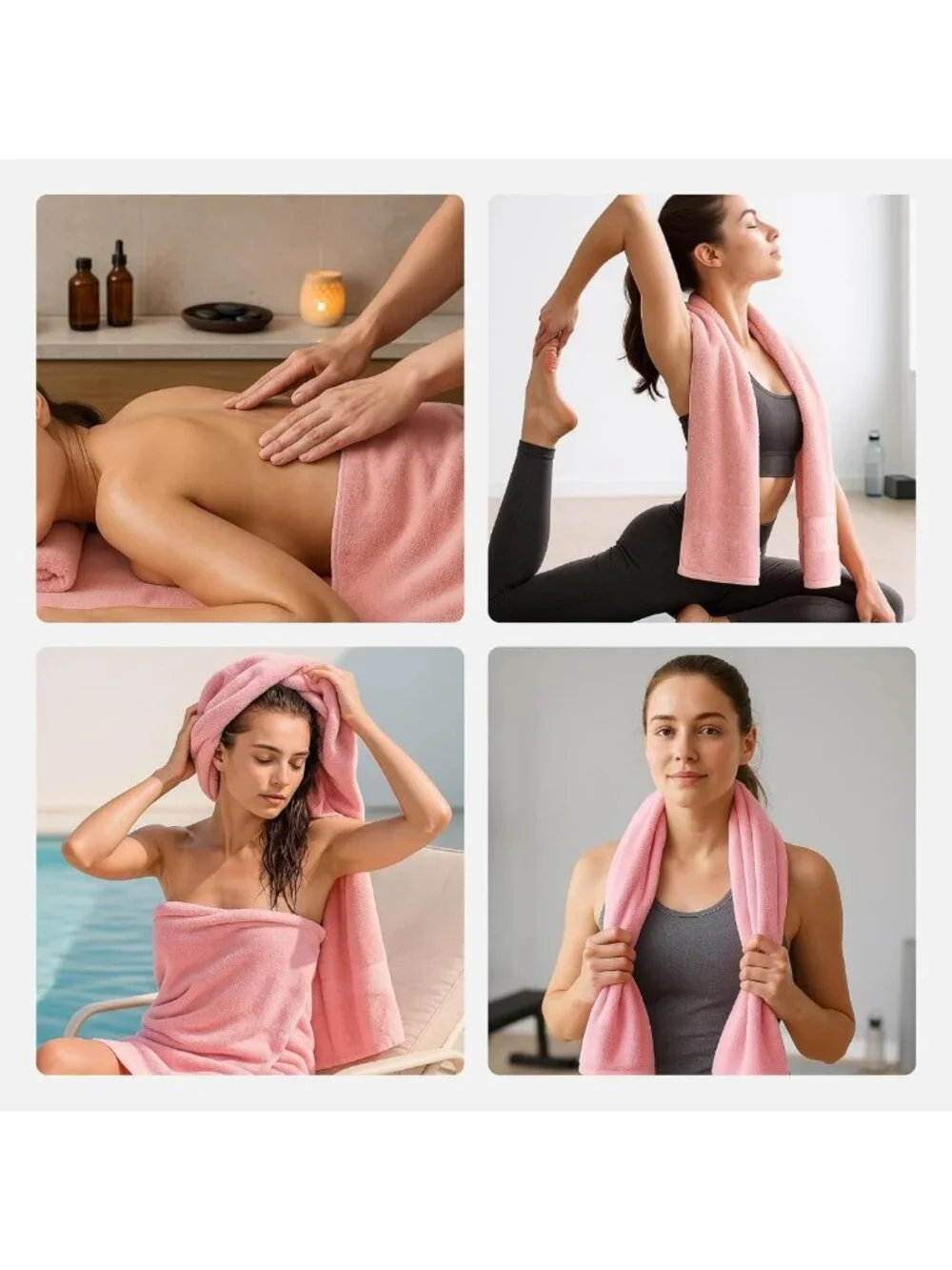Luxury Pink Towel Set of 8 - 100% Cotton, Highly Absorbent Bath Towels for
